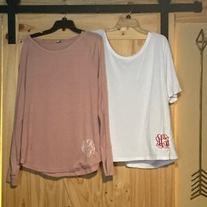 Two Monogrammed Tops. Monogrammed with AJC.